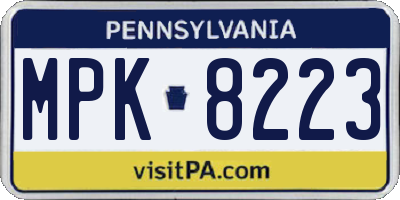 PA license plate MPK8223