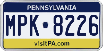 PA license plate MPK8226
