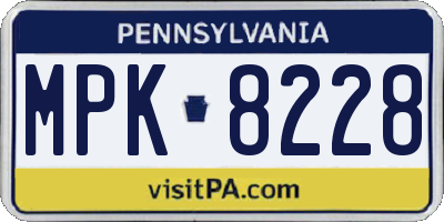 PA license plate MPK8228