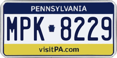 PA license plate MPK8229