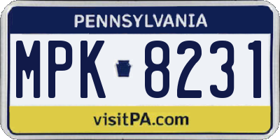 PA license plate MPK8231