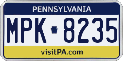 PA license plate MPK8235