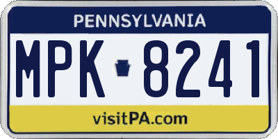 PA license plate MPK8241