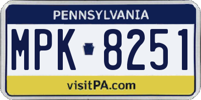 PA license plate MPK8251