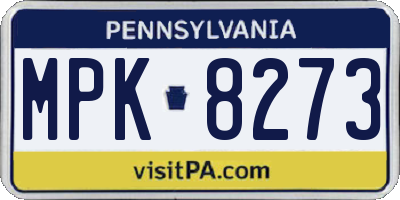 PA license plate MPK8273