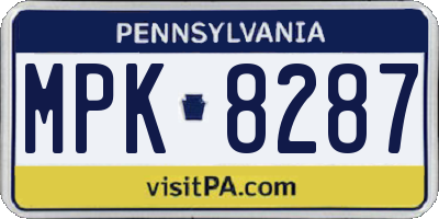 PA license plate MPK8287