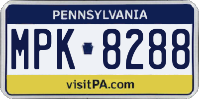 PA license plate MPK8288