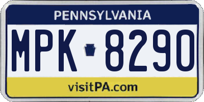 PA license plate MPK8290