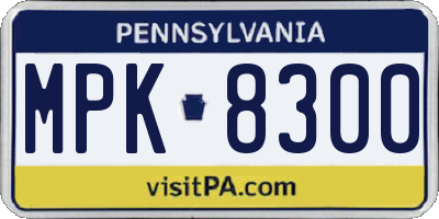 PA license plate MPK8300