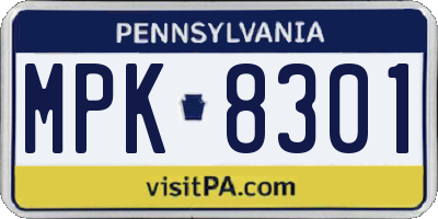 PA license plate MPK8301