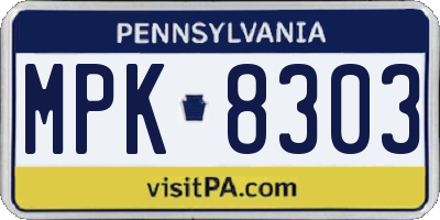 PA license plate MPK8303