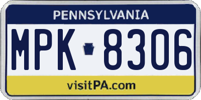 PA license plate MPK8306