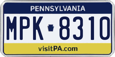 PA license plate MPK8310