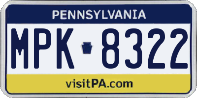 PA license plate MPK8322