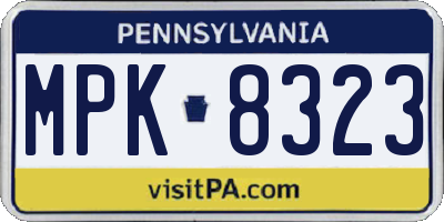 PA license plate MPK8323