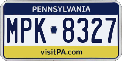 PA license plate MPK8327