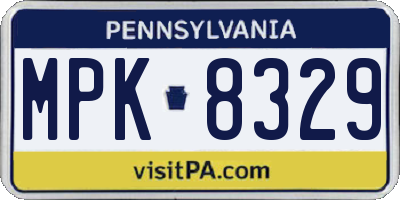 PA license plate MPK8329