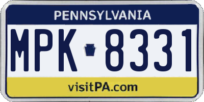 PA license plate MPK8331