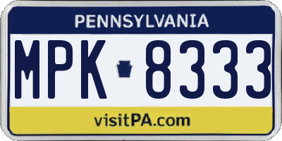 PA license plate MPK8333