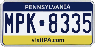 PA license plate MPK8335