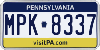 PA license plate MPK8337