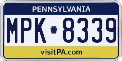 PA license plate MPK8339