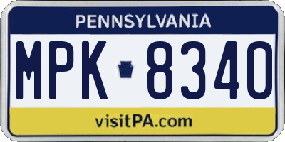 PA license plate MPK8340