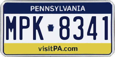 PA license plate MPK8341