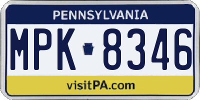 PA license plate MPK8346