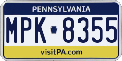 PA license plate MPK8355