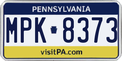 PA license plate MPK8373