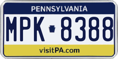 PA license plate MPK8388