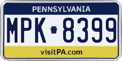 PA license plate MPK8399