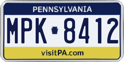 PA license plate MPK8412