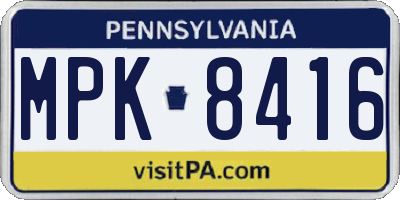 PA license plate MPK8416