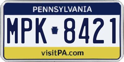 PA license plate MPK8421
