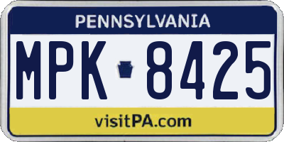 PA license plate MPK8425