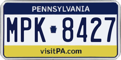 PA license plate MPK8427