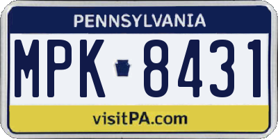 PA license plate MPK8431