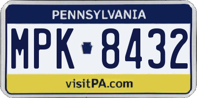 PA license plate MPK8432