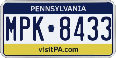 PA license plate MPK8433