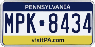 PA license plate MPK8434