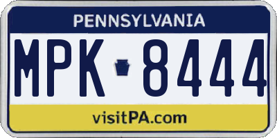 PA license plate MPK8444