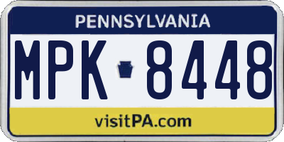 PA license plate MPK8448