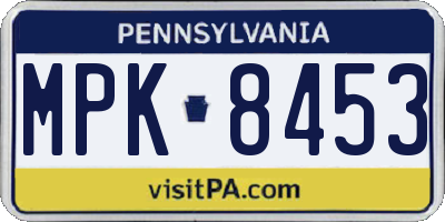 PA license plate MPK8453