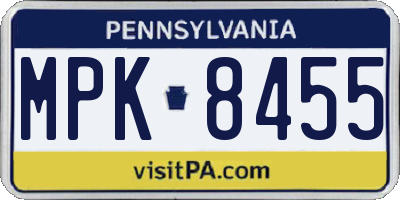 PA license plate MPK8455