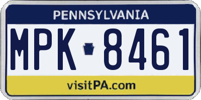 PA license plate MPK8461