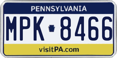 PA license plate MPK8466