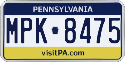 PA license plate MPK8475