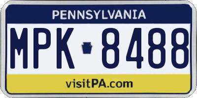 PA license plate MPK8488